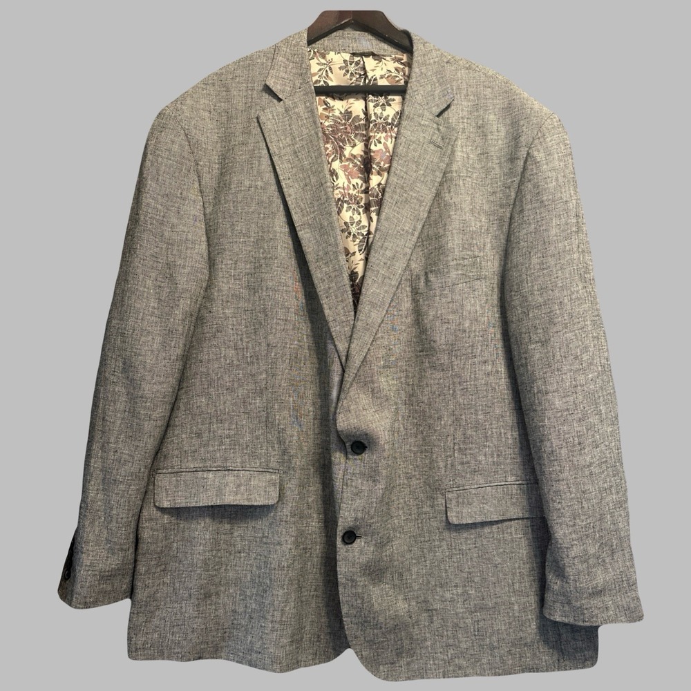 Oak Hill Linen Blend Blazer Two Button Sport Coat Mens Big & Tall 3XLT Gray